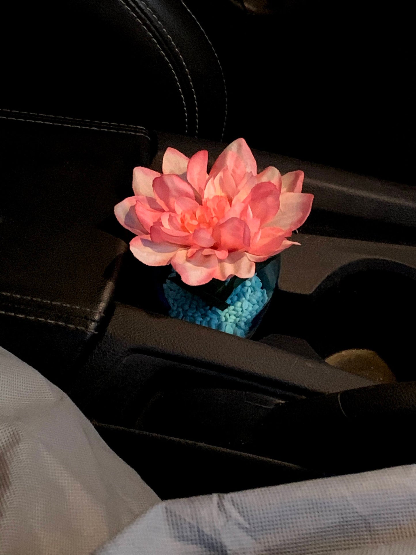 Beautiful Wineglass car freshener with a gorgeous flower as the topper