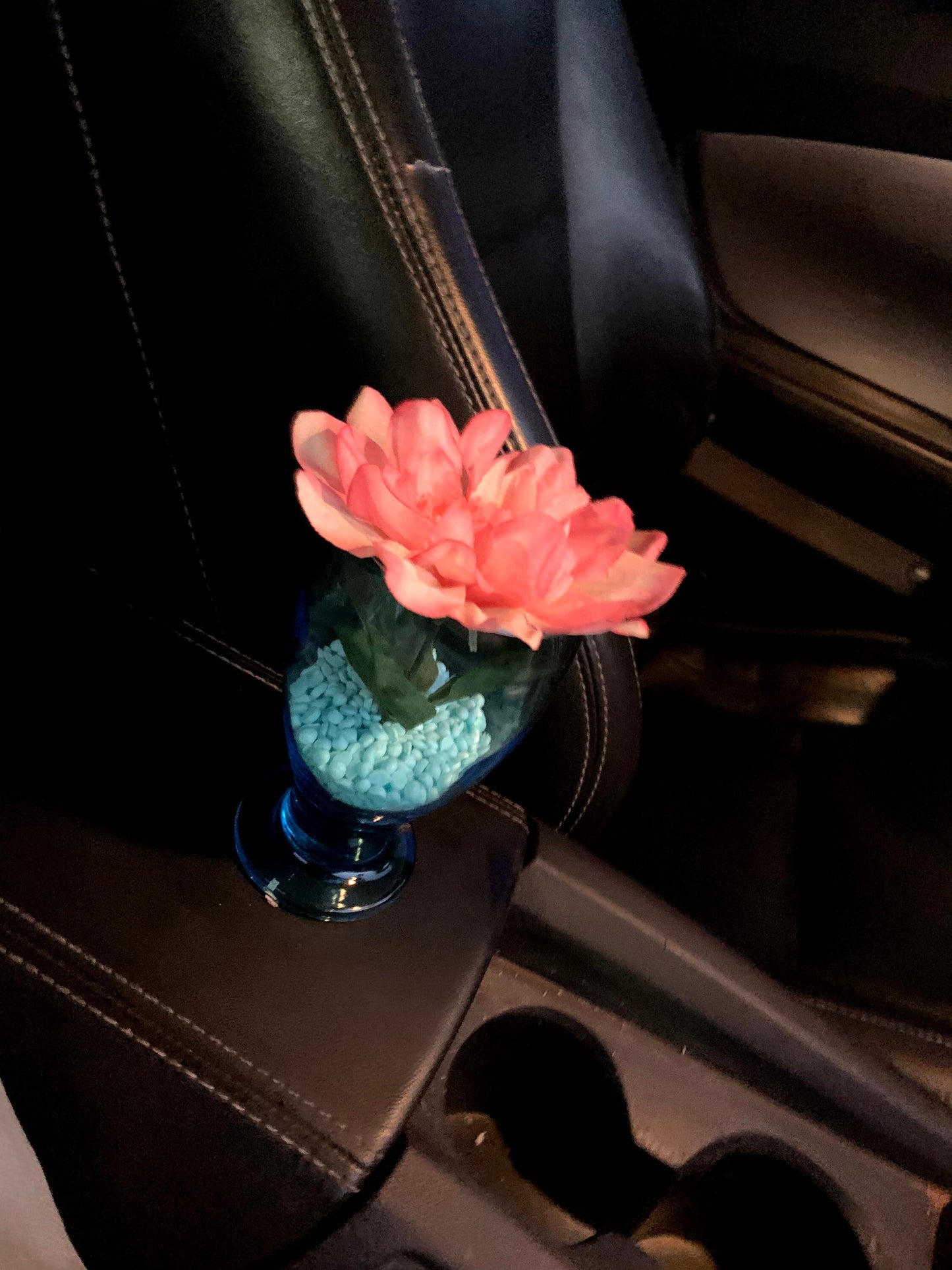 Beautiful Wineglass car freshener with a gorgeous flower as the topper