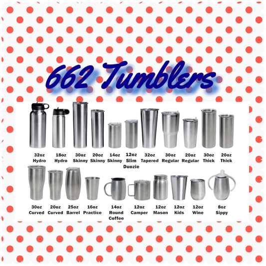 30 oz. tumblers custom made to your liking. I offer three different shapes (Regular, Skinny, Thick).