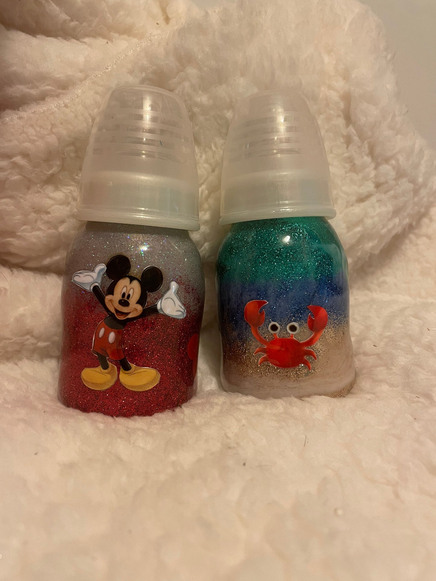 Tiny cute 5oz baby bottles custom designs glitter vinyl epoxy