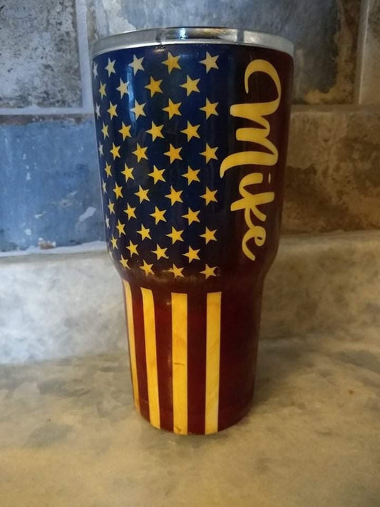 30 oz. wood grain Don’t tread on me American flag cup