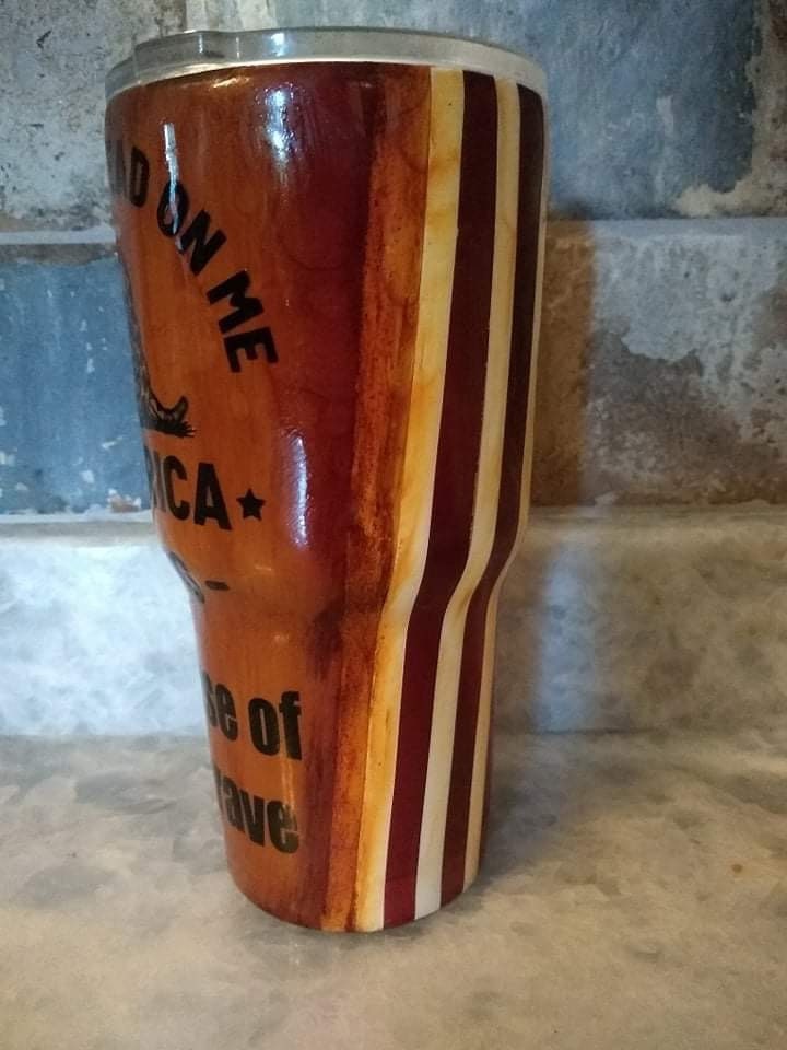 30 oz. wood grain Don’t tread on me American flag cup